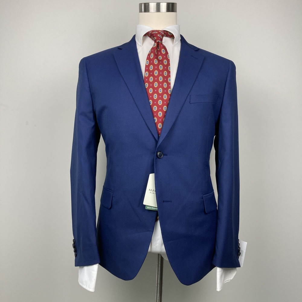 Alfani Mens Slim fit Suit Jacket Blazer 42 S Blue Solid Stretch